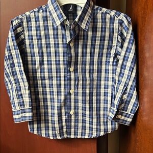 Nautica Kids Blue and White Plaid Button-Down Shirt